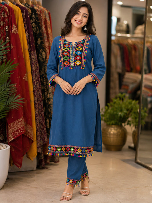 Royal Purple Ethnic Kurta Set with Dupatta