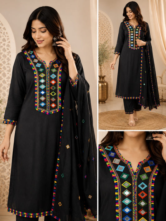 Royal Purple Ethnic Kurta Set with Dupatta