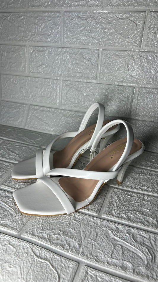 Women's White Open Toe Block Heel Sandals