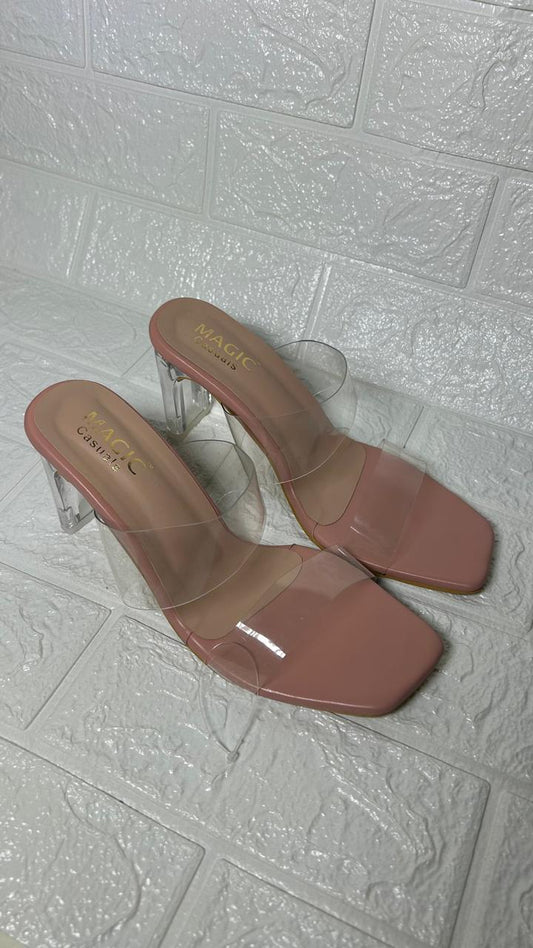 Women's Stylish Square Toe Transparent Heels