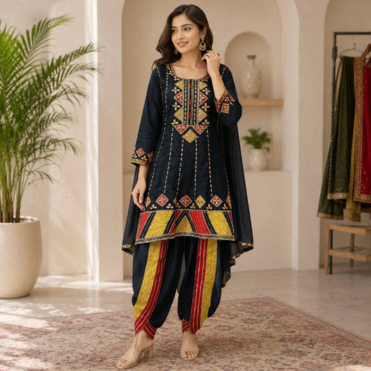 Premium Black Embroidered Punjabi Suit for Women