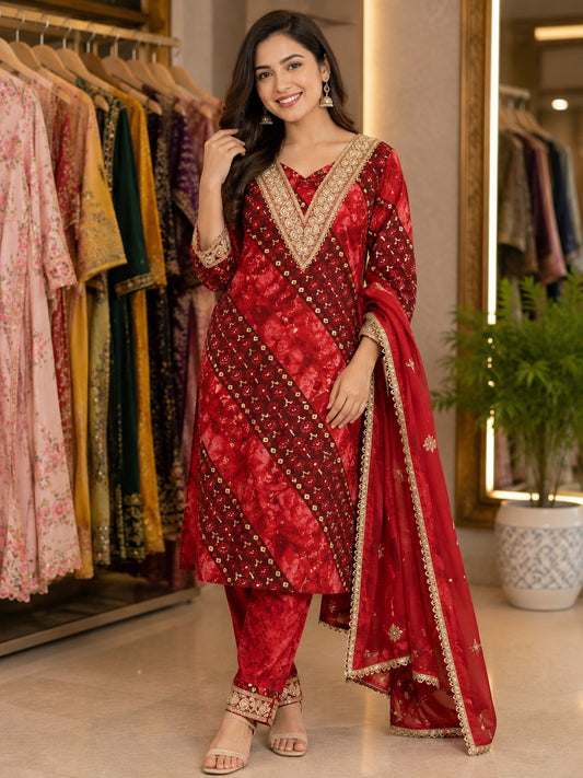 Royal Purple Ethnic Kurta Set with Dupatta