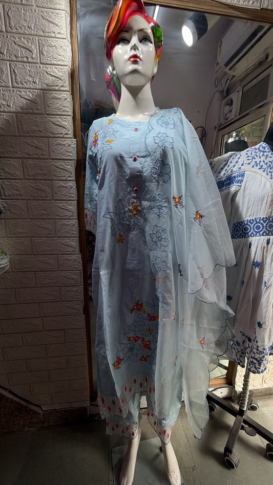 Cotton Suit with embroidery and dupatta