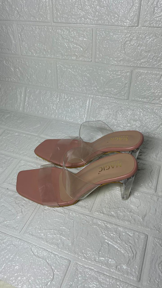 Women's Stylish Square Toe Transparent Heels