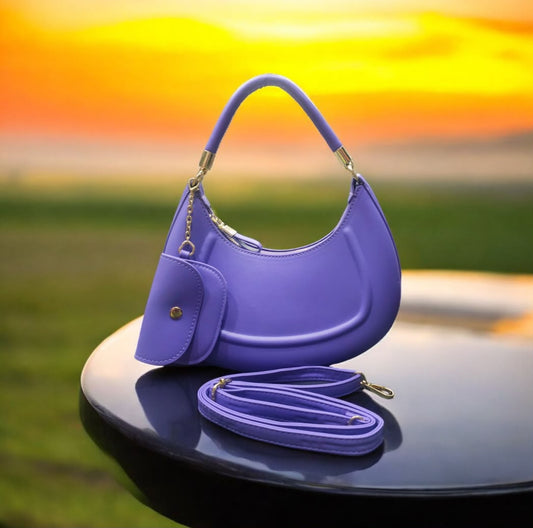 Trendy Purple PU Leather Handbag for Girls & Women