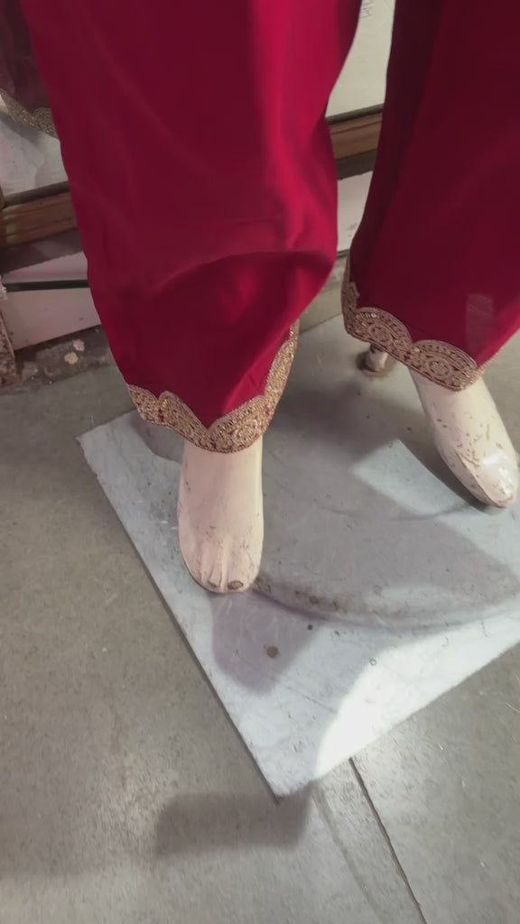 Royal Red Embroidered Straight Kurta Set